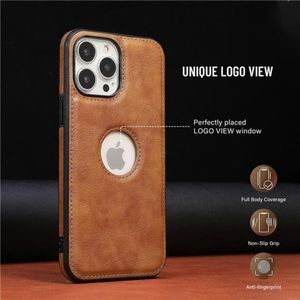 Leather Case For iPhone 14 13 Pro Max 12 11 XS XR 8 7+ Original Logo Hole Design
